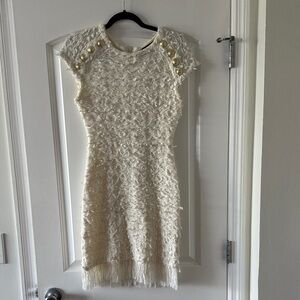 Elegant Cream Textured Dress